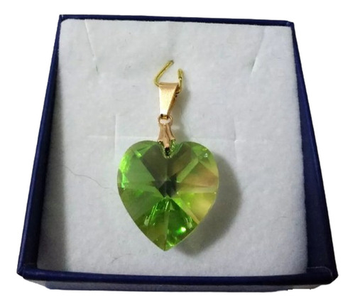 Pingente Cristal Swarovski Peridot Ab 1,8 Cm Folh. Ouro