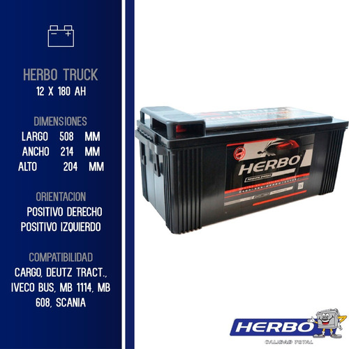 Bateria Herbo Truck 12x180.ah Camion