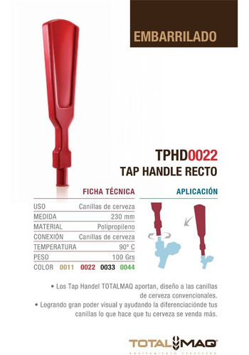 Tap Handle Manija Canilla Cerveza Recta Rojo Totalmaq