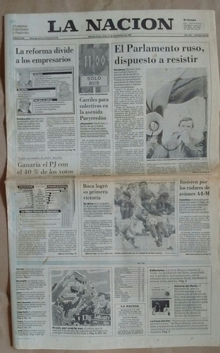 Diario La Nación 27/09/1993 Crisis Rusia / Polémica Reforma