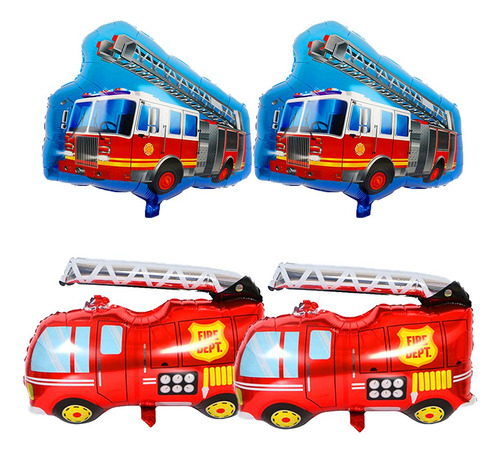 Globos De Camin De Bomberos Horuius Rojo Jumbo Feliz Cumplea