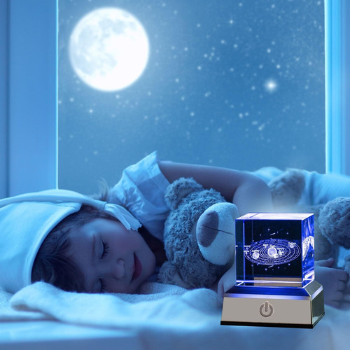 Bola De Cristal Del Sistema Solar De 5 Cm,luz Led Dormitorio