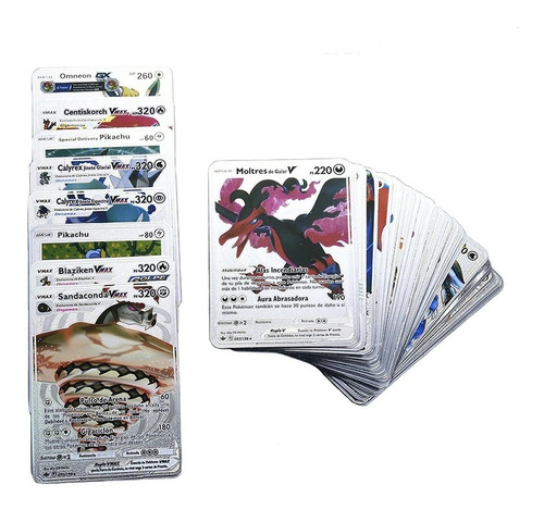 Pokémon Mazo 50 Cartas Plateada (v Vmax Gx) Sin Repetir 