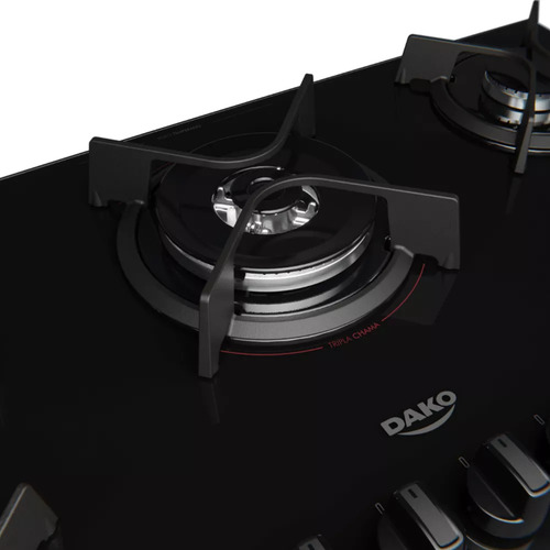 Cooktop 5 Bocas Com Mega E Tripla Chama Turbo Glass Dako