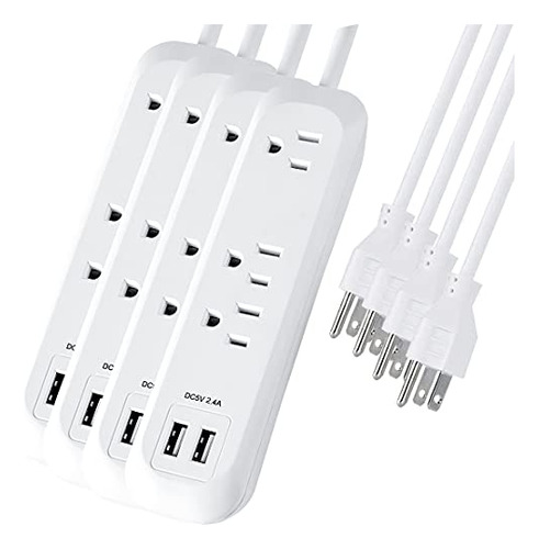 Usb Power Strip Protector Wall Outlet Con Cable De Larga Ext