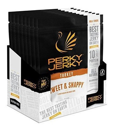 Perky Jerky Antibiótico Libre Turquía Dulce Y Snappy, Bolsas
