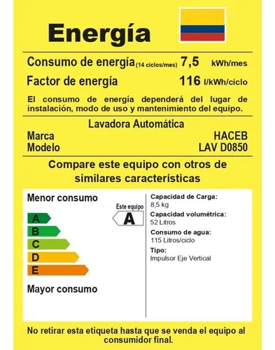 Lavadora Haceb Carga Superior 8.5 Kg 9002375 Gris
