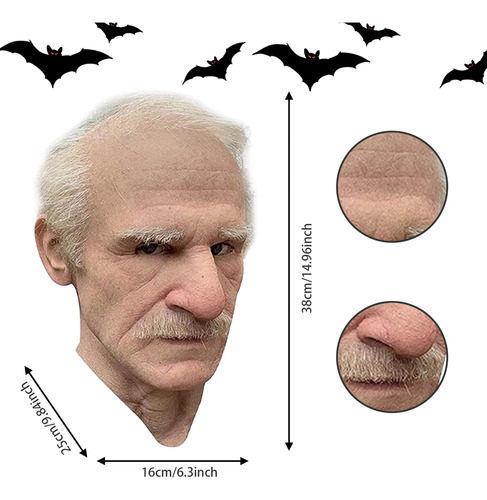 Máscara De Látex Realista De Halloween, Máscara De Velho De