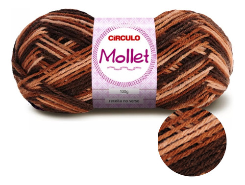 1 Novelo Lã Mollet 100g - Círculo Para Croche Trico Cor 9601 - Capuccino