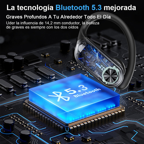 Fones de ouvido Bluetooth 5.3 sem fio Mertto Enc Moda Sports, cancelamento de ruído Enc, tela LED, resistência à água IPX7, para negócios, entretenimento e corrida