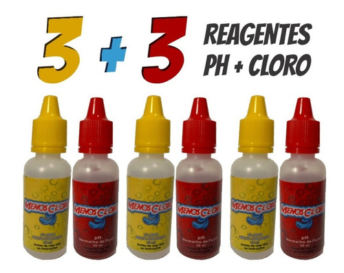 Imagem 2 de 4 de Kit 6 Reagentes Para Teste De Ph E Cloro Para Piscinas