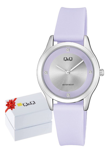 Reloj Mujer Qq Moderno Acero Niquelado Correa Silicona