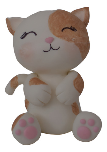 Adorno De Torta Gatito Con Manchas En Porcelana Fria Blanco Con Manchas Gatito Con Manchas