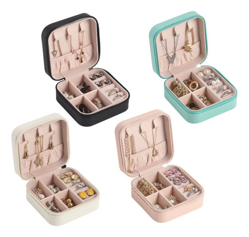 Caja Portátil Para Joyas, Anillos, Pendientes, Collares, 4 U