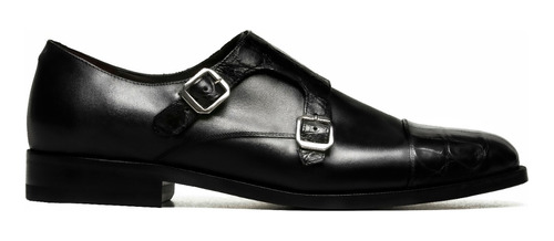 Zapatos Monkstrap En Piel De Cocodrilo Marca Gran Par 