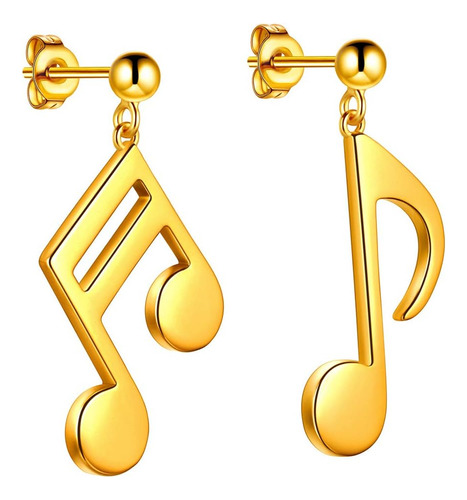 Beautlace Musical Note Staff Stud Pendientes 18k Chapado En 