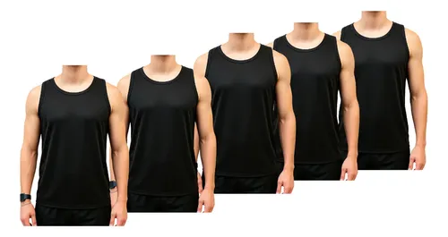 Kit 5 Camiseta Regata Masculina Lisa Básica Dryfit