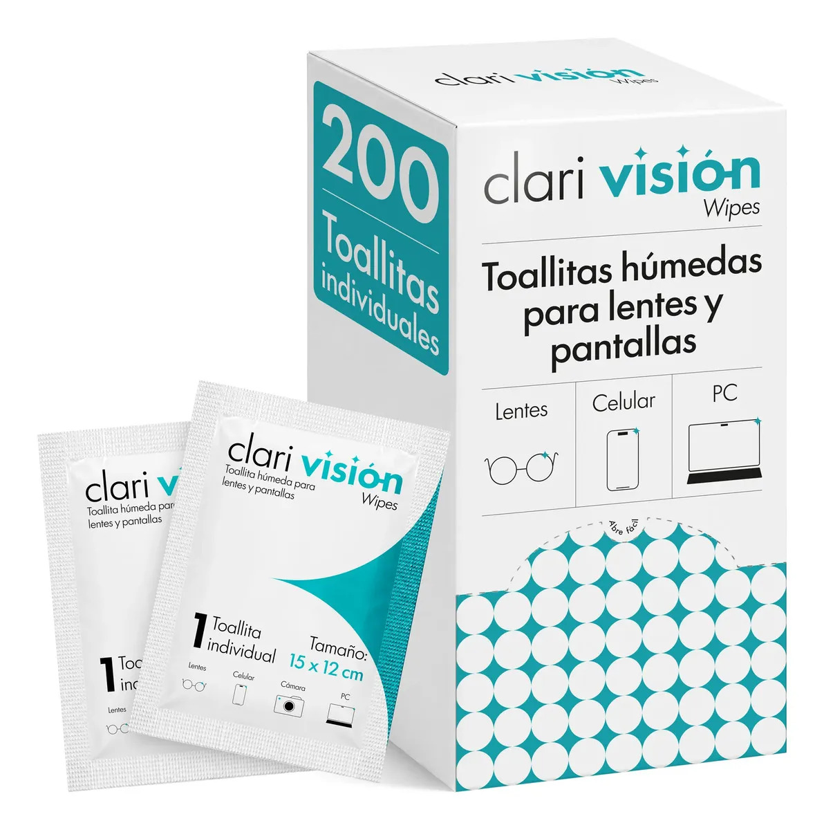 Toallitas Humedas Limpia Lentes Y Pantallas Clari Vision 200