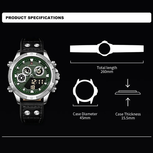 Reloj Naviforce Para Hombre Lujosos Dual Analógico Y Digital