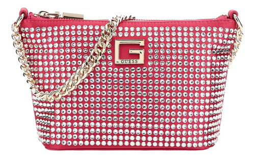 Bolsa Guess Estilo Bucket Mini 100% Original Nueva Magenta Dorado Brillante