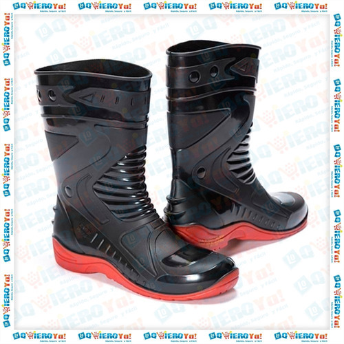 Imagen 6 de 10 de Botas Lluvia Impermeable Moto Mac Blast Negro Rojo Pvc