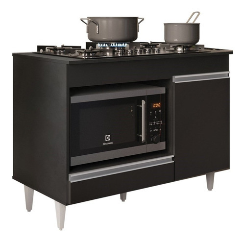 Balcão Multiuso P/cooktop 4bocas Georgia Preto Lumil Móveis