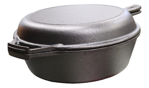 Horno Holandes Olla Sarten 2 En 1 Tipo Dutch Oven Hierro Color Negro