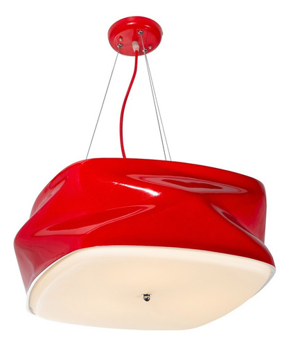 Lámpara Colgante Decorativa Roja Blanco E27 3 Luces Color Rojo
