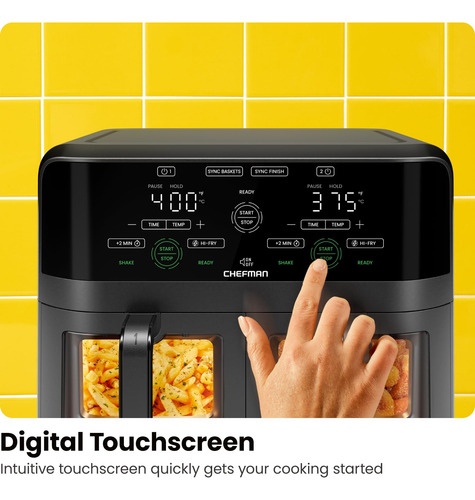 Forno Air Fryer Chefman, Cesta Dupla De 6 Litros, Preta, 170