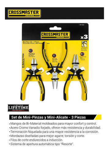 Imagen 2 de 3 de Juego Mini Pinzas Y Mini Alicate 3 Piezas Crossmaster 997080