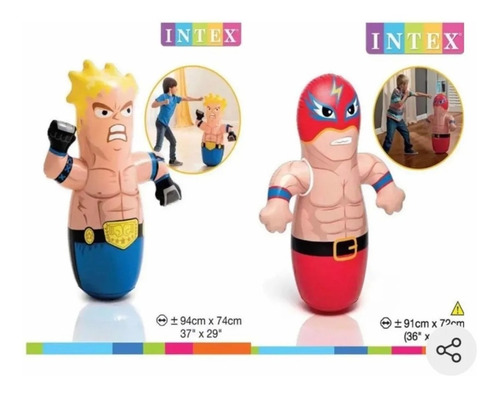 Imagen 3 de 3 de 24 Muñecos Inflables Punching Bag Boxeador 91 X 51cm Intex