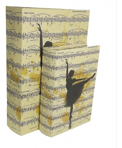 Kit Com 2 Caixas Em Formato De Livro Decorativo Bailarina
