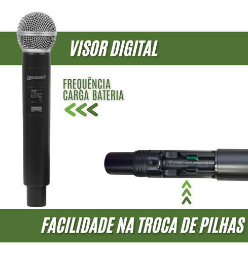 Microfone Profissional S/fio Duplo Multi Canal Lexsen Lm502m