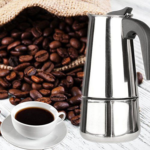 Cafetera De Acero Inoxidable Moka Espresso Latte De 2 T...