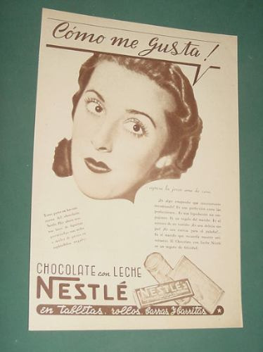 Publicidad Nestle Chocolate C/ Leche Tableta Barra Rollo