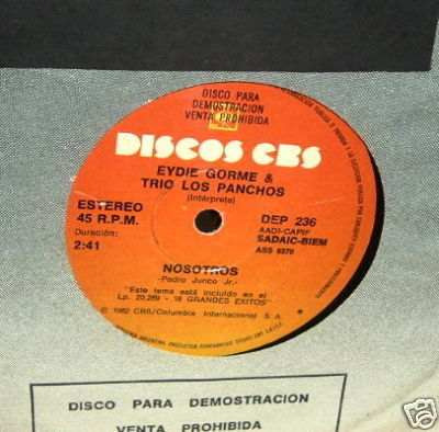 Eydie Gorme Trio Los Panchos Nosotros Simple Argentino Promo