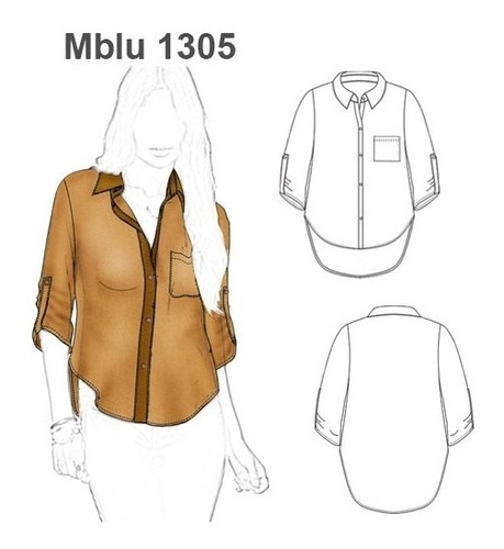 ( Moldes De Ropa)  Blusa Camisera Mujer 1305