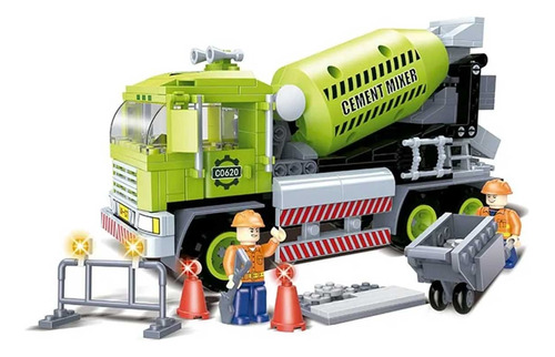 Caminhão Betoneira 417 Peças Xalingo Com Luz Compatível Lego