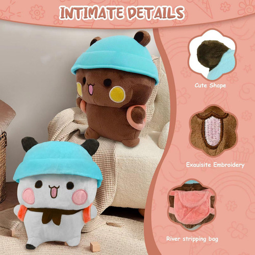 R2 Osos De Peluche Bubu Dudu Pandas Kawaii Con 2 Llaveros