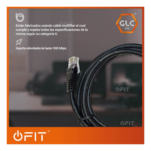 Imagen 8 de 11 de Patch Cord Utp Glc Cat 6 De 1.80 Metros