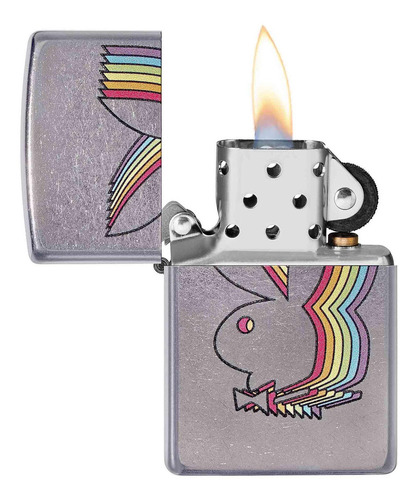 Encendedor Zippo Cromado Icono Playboy Multicolor