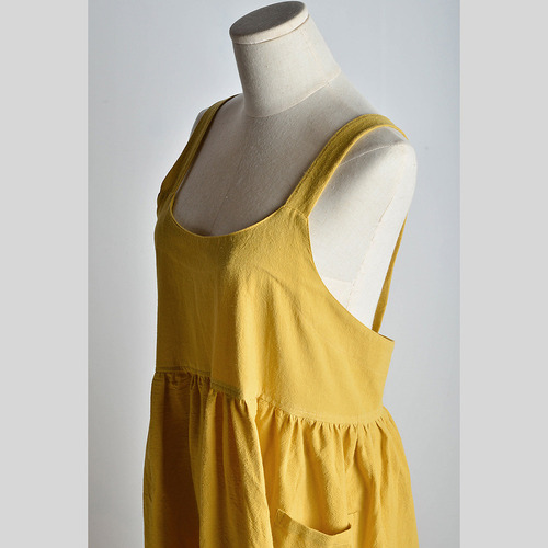 Cf Delantal Amarillo De Lino Y Algodón Para Mujer Kitchen