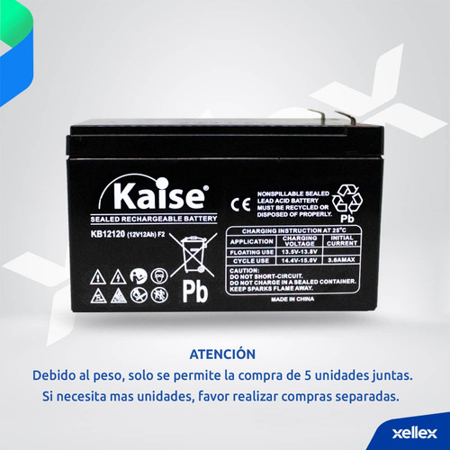 Imagen 5 de 8 de Batería Recargable Sellada 12v 12ah Kaise Kb12120 Ups Alarma