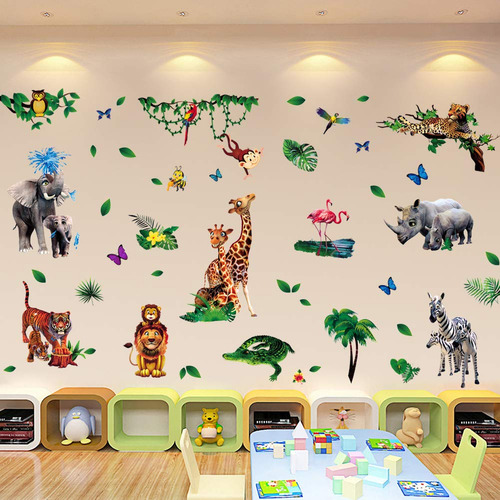 Adhesivos De Pared Am Amaonm Con Dibujos Animados De Zoológi