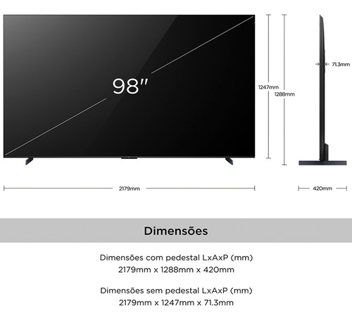 Smart TV QLED 98" Android TV Ultra HD 4K TCL C655 Comando de Voz HDR10+ 120Hz Bluetooth