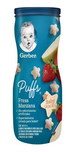 Snacks Gerber® Puffs Etapa 3 Manzana / Fresa Bote 42g