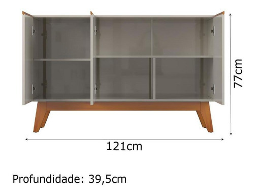 Balcão Buffet Bancada Ares Lux 1,21m Off White Com Naturale Cor Off White/nature