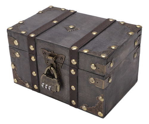 . Cofre Del Tesoro De Madera Estilo Vintage Con Candado
