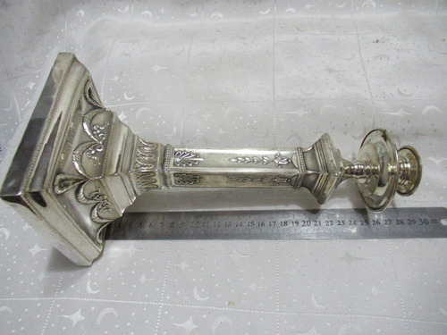 Antiguo Par Candelabros Plateados Shabbat Polonia Podwójne (Usado)