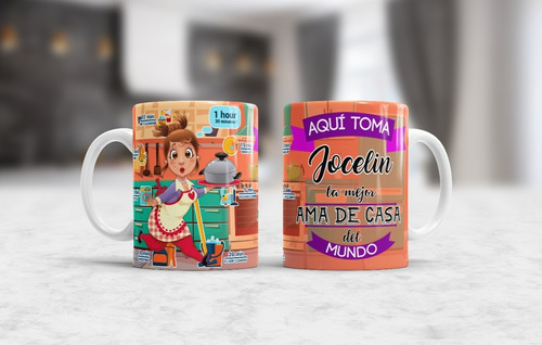 Taza Personalizada Familia Ama De Casa Con Tu Nombre